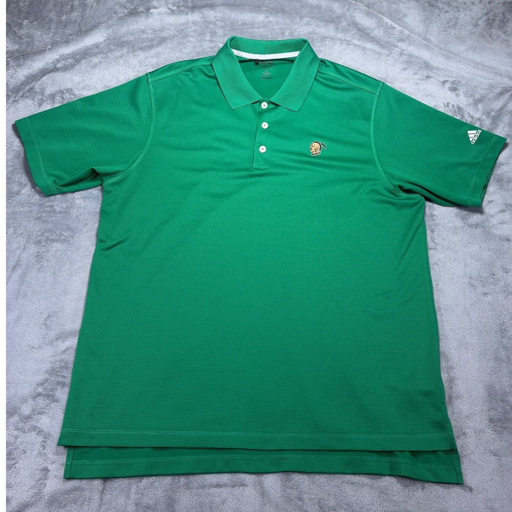 Adidas Golf Mens XL Green Climalite Short Sleeve Polo Shirt Z63187 Mascot Logo